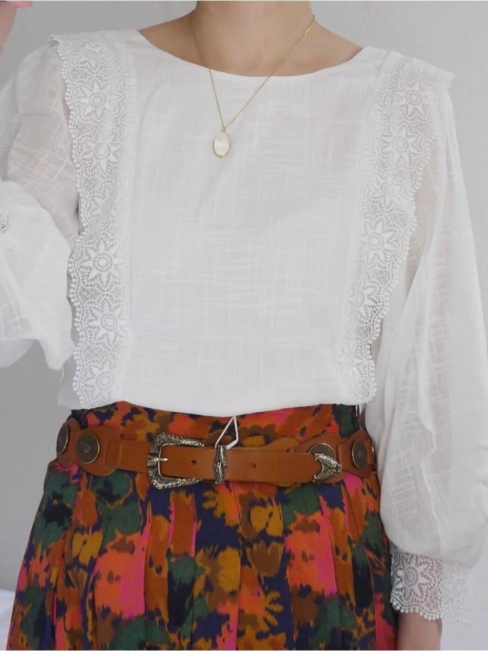 Sezane Cleo Blouse White Slub Gauze Cotton Lace Boho Parisian Coastal Breathable - Picture 6 of 15